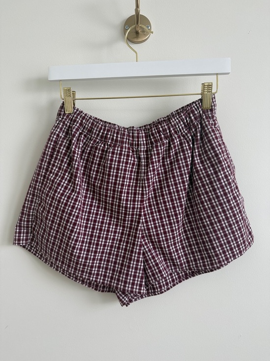Hollister Pants - Burgundy Plaid Poplin Boxer Shorts